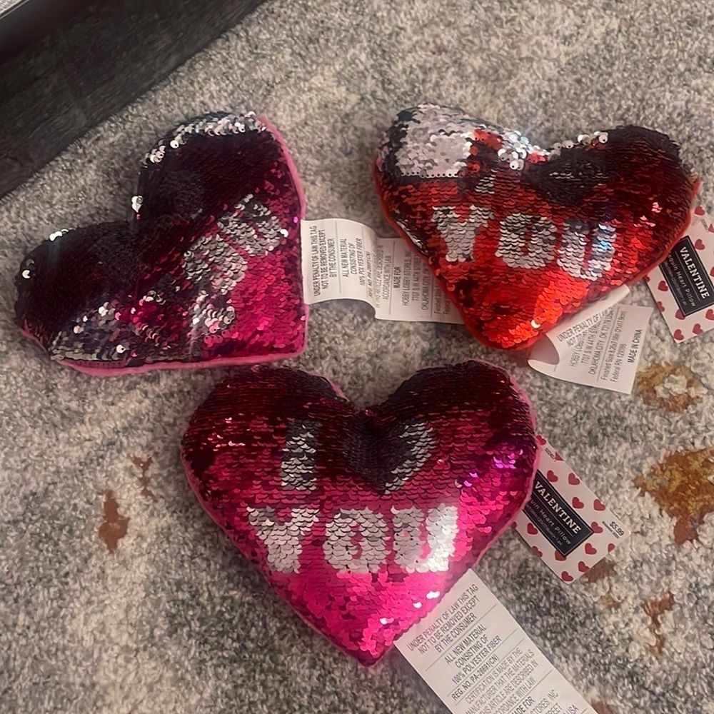 3 cute heart pillows